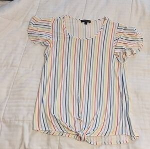 TINT & Shadow pretty lightweight striped top with front tie size small
